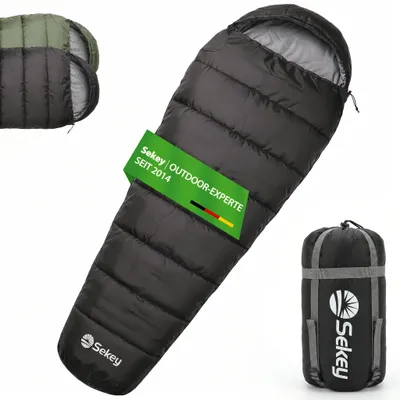 Produktbild von Sekey Schlafsack Camping Outdoor Mumienschlafsack 220x80x50 cm, Anthrazit, 1,7 kg
