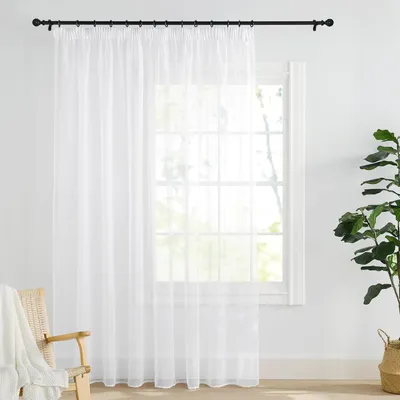 Immagine prodotto di Tenda a vetro semitrasparente, bianca, con ganci per binari, 200 x 260 cm (1 pannello)