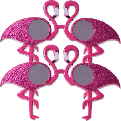 Produktbild von 2 Stück TE-Trend Flamingo Maske Brille Sonnenbrille Glitter Kostüm Partybrille Spaßbrille Verkleidung Karneval UV400 rosa