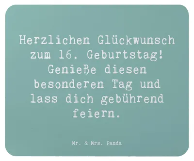 Produktbild von Mr. & Mrs. Panda Mauspad Spruch 16. Geburtstag - Meeresbrise - Geschenk, mausteppich, Träume, Happy Birthday, handgefertigte Geschenke, Erwachsenwerden, Mousepad, Alter