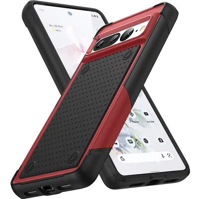 Obrázek produktu pro Pouzdro pro Google Pixel 7 Pro, vojenská kvalita, nárazuvzdorné hybridní 2v1 tvrdý PC a měkký TPU pouzdro červené černé