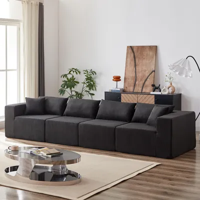 Produktbild von Modulares Cordsofa L-Form - 264 cm, 4-teilig - Keine Montage erforderlich - Cordstoff mit extrabreiter Sitzfläche - Frei kombinierbar