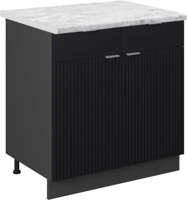 Immagine prodotto di Mobiletto base per cucina Vicco Fame-Line Nero rigato 80 cm , PL Marmo, Model 50673