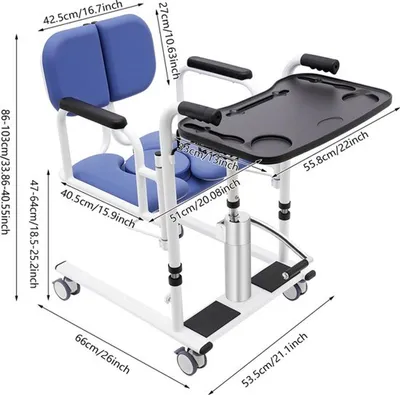 Imagen del producto de Ascensor para pacientes - Ajustable hidráulicamente - Con ruedas universales - Dispositivo de transporte seguro para personas mayores
