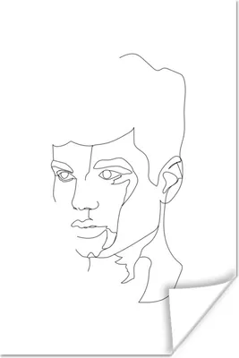 Produktbild von MuchoWow® Poster Porträt - Strichzeichnung - Mann 60x90 cm - Wanddekoration