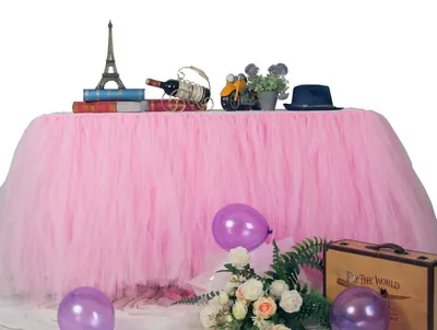 Produktbild von Tischrock Tüll Rosa 274 x 80 cm für Babyparty, Hochzeit, Geburtstag, Party
