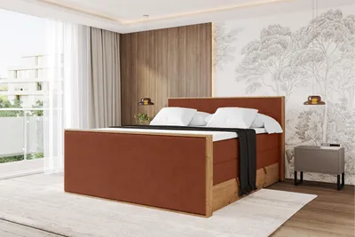 Produktbild von ALTDECOR BOXSPRINGBETT mit 2xBettkasten und Lattenrost, Topper, Boxbett, Polsterbett mit Bettkasten mit Stauraum und Kopfteil mit Matratze H3/H4 - LOLLI9-Z-KING 200x200 Rot
