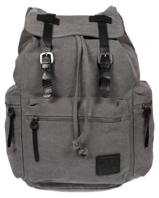 Produktbild von Herren Damen Rucksack Laptoprucksack 17 Zoll Canvas Leder Fach Uni Arbeit Schule Grau