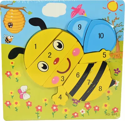 Produktbild von Holzpuzzle für Kleinkinder 10 Teile - Erstes Lernpuzzle Steckpuzzle Tiere & Fahrzeuge