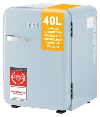 Obrázek produktu pro TZS First Austria Tichá minilednička | Retro design | Nastavitelný chladicí výkon | Rukojeť dveří | Termoelektrický chladicí systém | 40L | Světle modrá *B-Goods*