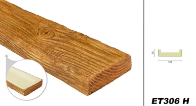 Produktbild von DECO WOOD Dekobrett rustikal aus Polyurethane, 2m Länge, PolyurethanBrett Holzoptik (hellbraun - 120x35mm) Dekorbrett Holzstruktur Design