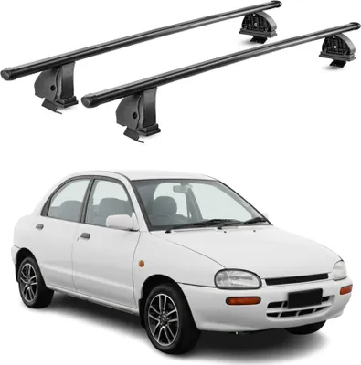 Imagen del producto de Soportes de techo de acero para Mazda 121, modelo 1996-2002, 5 puertas, con cerradura, de 2 piezas, color