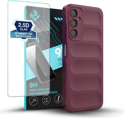 Produktbild von Handy Hülle für Samsung Galaxy A05s mit 9H Displayglas Displayschutz Plus Grip Case Cover Schutzhülle Softgrip Farbe: Burgunder Rot