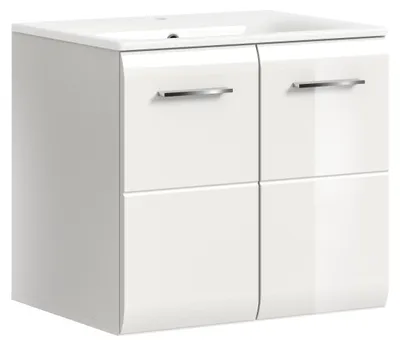 Produktbild von Ice Waschbeckenunterschrank Inkl. Waschbecken 2 Türen Weiß hochglanz, weiß.