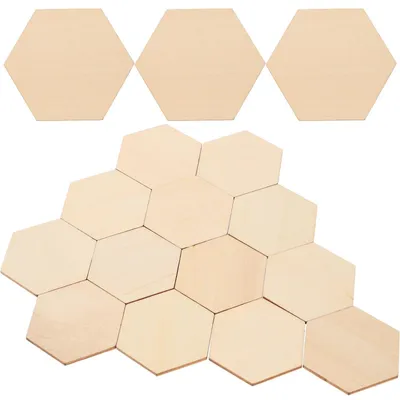 Productafbeelding van Houten Stukken 50st - Zeshoekige Vormen - DIY Ambachten - Decoraties - Glad Oppervlak - 5 x 5 x 0,2 cm