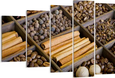 Produktbild von Bild auf Leinwand - Leinwandbild - Zimt Vanille Kaffee Getreide - 150x100cm - Wand Bild - Wanddeko - Leinwanddruck - Bilder - Kunstdruck - Wanddekoration - Leinwand bilder - Wandkunst - EG150x100-2311