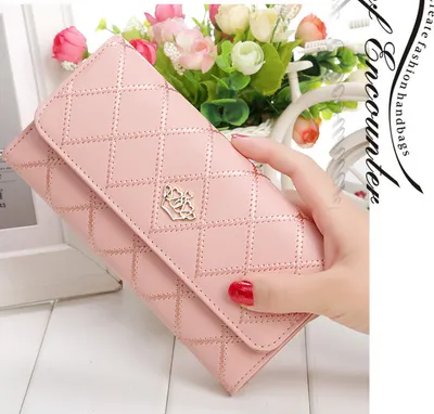 Produktbild von Damen Geldbörse Süß Kunstleder Elegant Portemonnaie Hell-Rosa