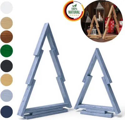 Immagine prodotto di Floranica Set Albero di Natale Grigio in Legno di Pino Decorazione Alternativa per Casa