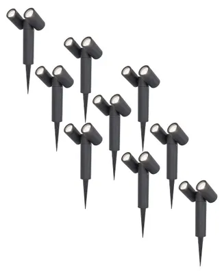 Image de HOFTRONIC - 9x Pinero Double Spot à piquet LED 8W 690lm 6500K IP65 Noir