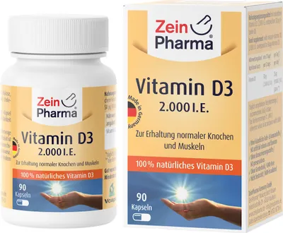 Produktbild von ZeinPharma Vitamin D3 2000 I.E. Kapseln, 90 St. Kapseln