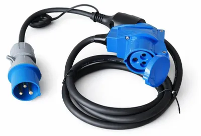 Immagine prodotto di Set di cavi con adattatore e prolunga per camper/roulotte 230 V (CEE/Schuko) – Adattatore da CEE a Schuko e prolunga da 1,