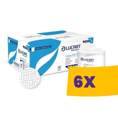 Obrázok produktu pre Lucart Strong 155 ID (plastové vreckovky) vreckový papier - 2-vrstvový, snehobiely 155m (kartón - 6 ks)