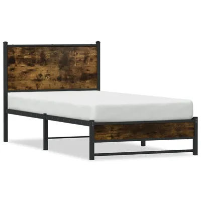 Image de vidaXL Lit métallique sans matelas chêne fumé 100x200 cm