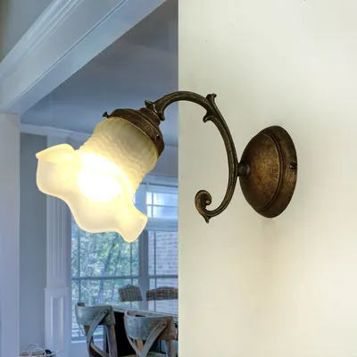 Produktbild von Wandleuchte Weiß Bronze E14 Messing Floral Wandlampe