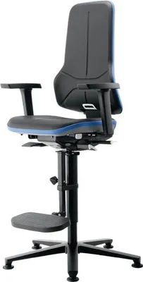 Produktbild von Arbeitsdrehstuhl Neon Bodengleiter+Aufstiegshilfe o.Polsterelement blau