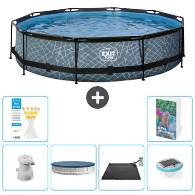 Zdjęcie produktu dla Basen ogrodowy "Exit Pool Rund" - imitacja kamienia - 360x76 cm - 5 elementów - model S328