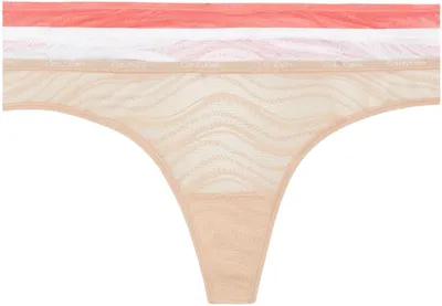 Productafbeelding van Calvin Klein dames, 3-delige set string slips, meerkleurig (Calypso Coral)