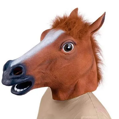 Pferdekopf-Maske aus Latex, braun, für Kostümpartys & Cosplay