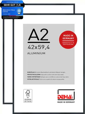 Zdjęcie produktu dla DEHA ZESTAW 2 aluminiowych ramek do zdjęć Tribeca, 42x59,4 cm (A2), struktura czarny mat
