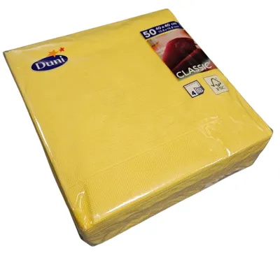 Produktbild von 50 x Serviette Tissue Classic Zelltuch Gelb 40x40cm 4-lagig 1/4 Falz DUNI
