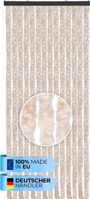 Produktbild von Flauschvorhang (56x185 cm) Türvorhang "Meliert Beige" als Insektenschutz für Balkon, Terrasse oder Wohnmobil, Wohnwagen, Pavillon