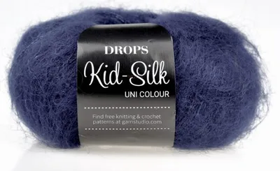 Produktbild von DROPS Kid-Silk 28 Marineblau Garn – 75% Kid Mohair 25% Silk | 25g 210m Strick- & Häkelgarn