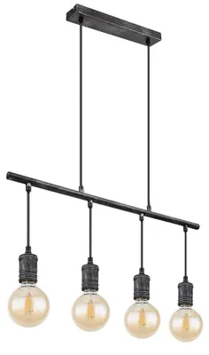 Produktbild von Hängeleuchte, Industrial, 4-flammig, Metall, grau, H 120 cm