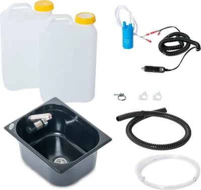 Immagine prodotto di kit campeggio 12V rubinetto lavello nero 19 litri tanica T4 T5 T6