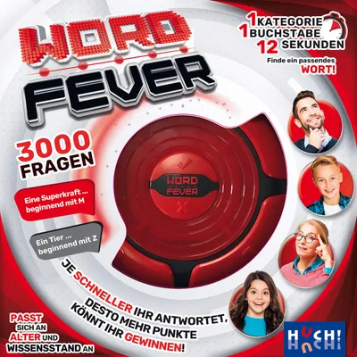 Obrázok produktu pre 882158 – Word Fever – kvízová hra, 2–4 hráči, od 7 rokov (nemecké vydanie)