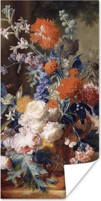 Produktbild von MuchoWow® Poster Stilleben mit Blumen - Malerei - Alte Meister 60x120 cm - Wandschmuck