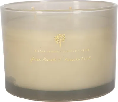 Produktbild von Nicola Spring Soja Wachs duftende Kerze - Glas Aromatherapie Geschenk fÃ1/4r sie - 38 Stunden Burn Time - 350g - grÃ1/4n Pomelo & Passionsfrucht