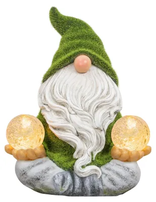 Image de Nains de jardin rigolos, figurines de jardin résistantes aux intempéries, nain faisant du yoga, avec deux boules de verre, lampe solaire, elfe de jardin, décoration de jardin, 15 cm