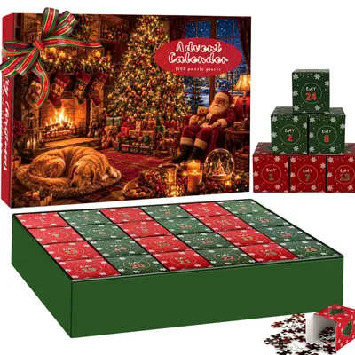 Imagen del producto de Puzzle Calendario de Adviento 2026 1008 Piezas Puzzles Cuenta Atrás hasta Navidad 24 Cajas Puzzles para Cuenta Atrás hasta Navidad para Adultos