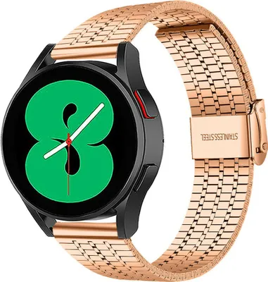 Produktbild von Strap-it Luxus-Uhrenarmband aus Edelstahl – Samsung Galaxy Watch 7 (40 & 44 mm) / Watch 6 (Classic) / Watch 5 (Pro) / Watch 4 (Classic) / FE – Metallarmband Galaxy Watch – Roségold