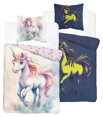 Produktbild von Bettwäsche, Kinderbettwäsche, die im Dunkeln leuchtet 140x200 5851a Einhorn