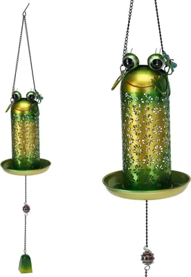 Zdjęcie produktu dla Progarden | Figurki ogrodowe Solar - Żaba - 75 cm - Metal - Dekoracyjne i funkcjonalne - Idealne dla miłośników ptaków