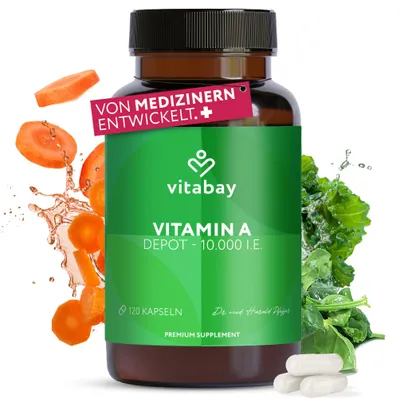 Produktbild von Vitamin A 10000 IE Depot vegan hochdosiert, 120 St KAP