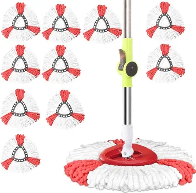 Produktbild von Ersatz-Moppköpfe, Mikrofaser-Wischmopp für Vileda Turbo 2in1 EasyWring Spin Mop, für O-Zeder 360 drehbarer Bodenwischer, 10 Stück
