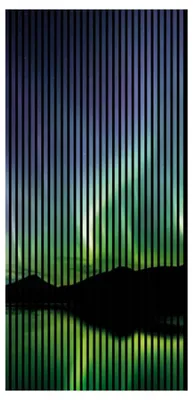 Produktbild von Akustikpaneele mit Digitaldruck Aurora01 19 x 1133 x 2400 mm Nordlichter Wasser Berge MDF PET-Fasern Wandpaneele Grün Lila 2 Einzelplatten