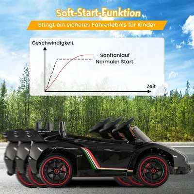 Immagine prodotto di Auto elettrica Lamborghini per bambini con telecomando, fari a LED, clacson e musica nera